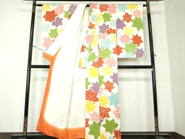 平和屋着物●上質な小紋　総絞り　楓文　正絹　逸品　DAAQ3278ps 平和屋着物○上質な小紋 総絞り 楓文 正絹 逸品 DAAQ3278ps 平和屋