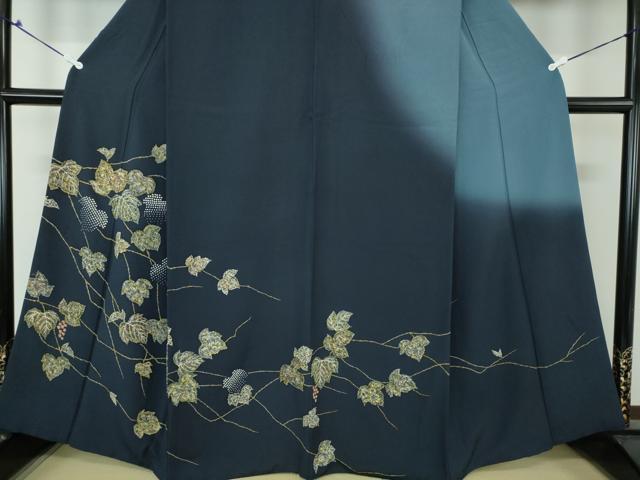 平和屋着物○訪問着 葡萄蔦の葉文 金糸 金彩 正絹 逸品 AAAY9884np