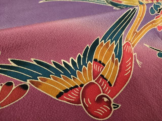 平和屋着物○豪華振袖 作家物 型染 花鳥風景 暈し染め 正絹