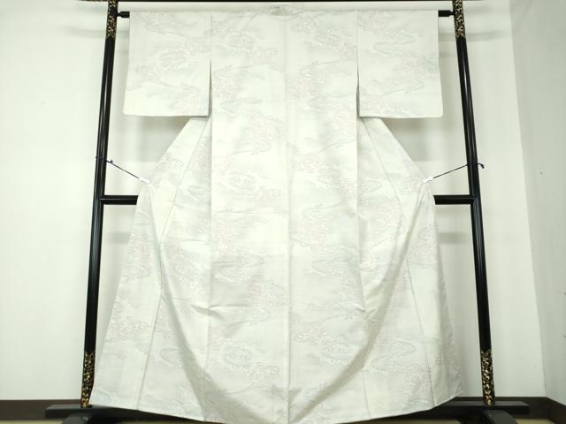 平和屋着物●本場大島紬　白大島　雲取り正倉院花文　正絹　逸品　未使用　DAAQ3331ps