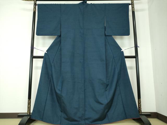 平和屋着物●上質な紬　色無地　紺地　正絹　逸品　DAAQ3334ps 平和屋着物○上質な紬 色無地 紺地 正絹 逸品 DAAQ3334ps