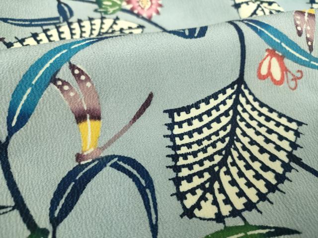 平和屋着物○希少 伊差川洋子 本場琉球紅型 小紋 蜻蛉 草花文 正絹 逸品 