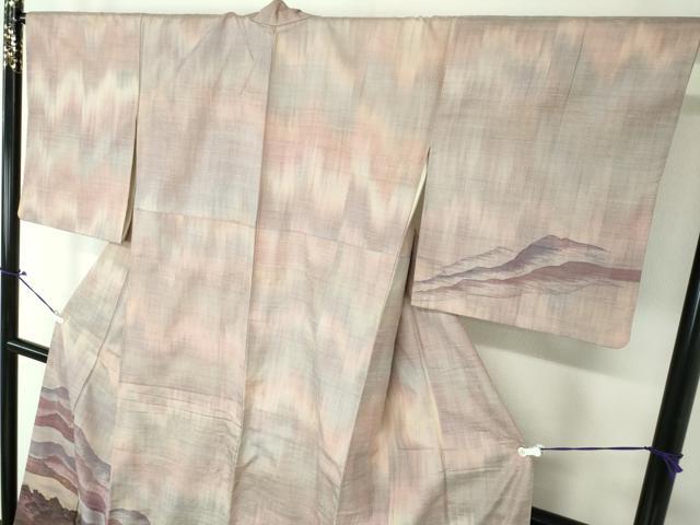 平和屋着物○能州紬 絲藝苑 上島洋山 訪問着 樹林風景
