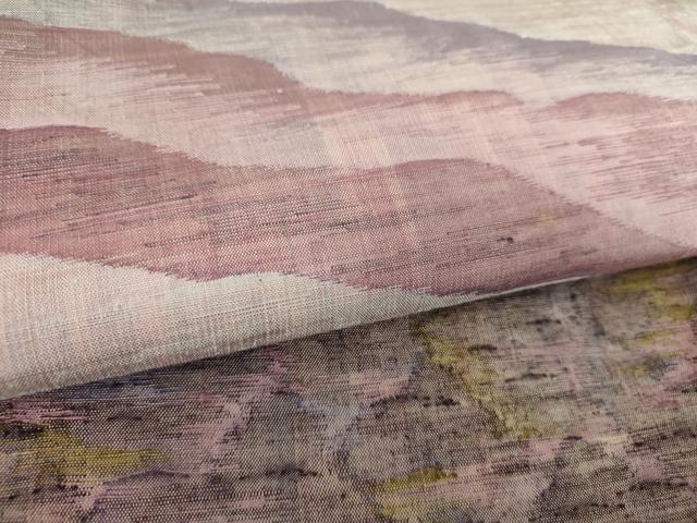 平和屋着物○能州紬 絲藝苑 上島洋山 訪問着 樹林風景