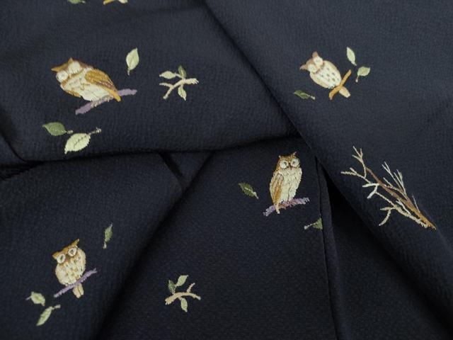 平和屋着物●訪問着　総刺繍　梟　金糸　正絹　逸品　DAAQ3350ps