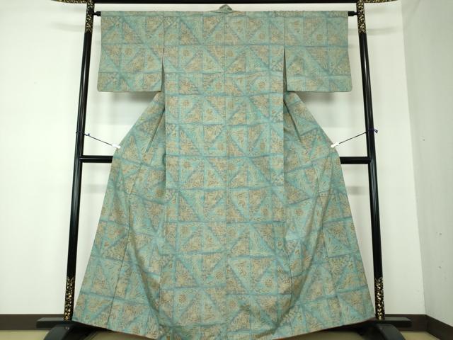 平和屋着物●小千谷紬　草花文　正絹　逸品　DAAQ3361ps 平和屋着物○小千谷紬 草花文 正絹 逸品 DAAQ3361ps