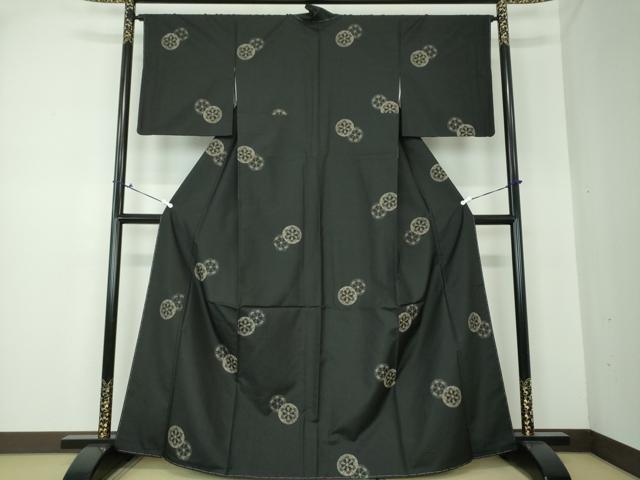 平和屋着物■極上　小紋　舞花文　鉄紺色地　金彩　逸品　DZAA7922kh5 平和屋着物□極上 小紋 舞花文 鉄紺色地 金彩 逸品 DZAA7922kh5 平和屋