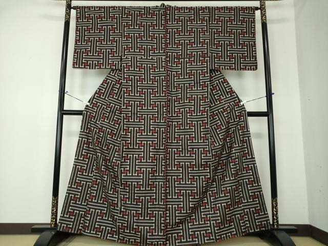 平和屋着物○本場大島紬 龍郷絣 秋名バラ 正絹 逸品 DAAQ3410ps