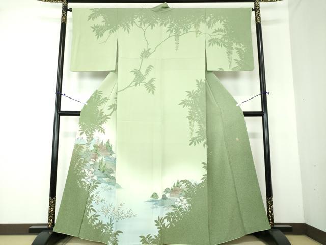 平和屋着物●訪問着　作家物　田園風景　シルエット　暈し染め　正絹　逸品　DAAQ3441ps