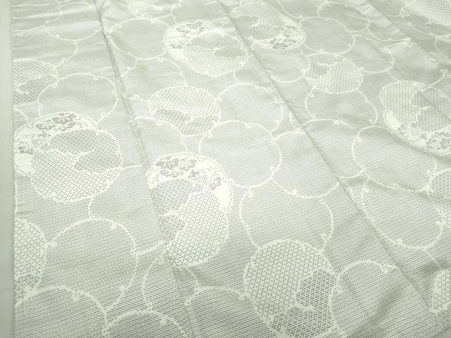 平和屋着物●本場大島紬　白大島　9マルキ　120亀甲　雪輪重ね松文　正絹　逸品　DAAQ3454ps 平和屋着物○本場大島紬 白大島 9マルキ 120亀甲 雪輪重ね松文 正絹