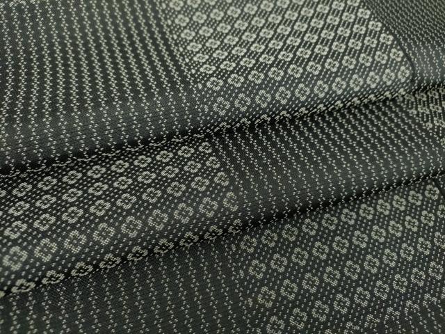 平和屋着物●上質なお召　市松花文　黒地　正絹　逸品　DAAQ3468ps