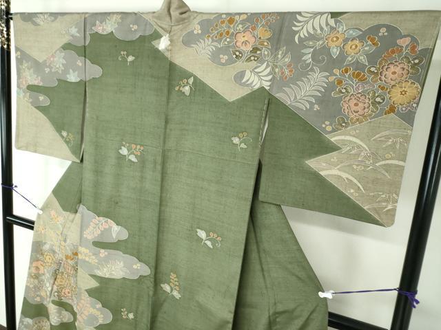 平和屋着物○訪問着 紬地 刺繍 辻が花 金彩 正絹 逸品 未使用 DAAQ3477ps