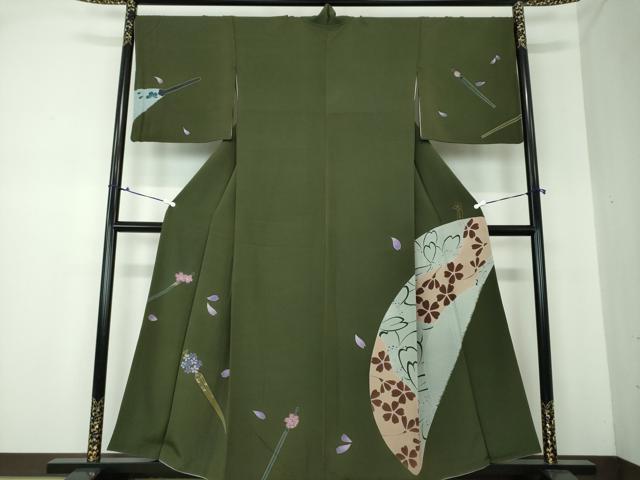 平和屋□極上 訪問着・長襦袢セット 辻が花 暈し染め 半衿刺繍 銀