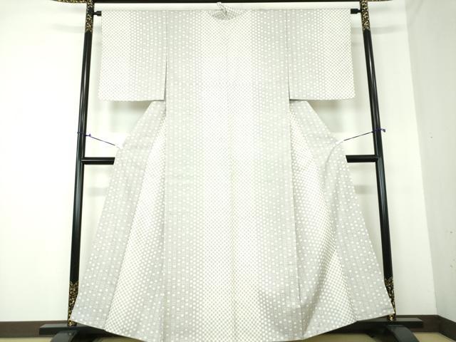 平和屋着物●石川県指定無形文化財　牛首紬　白山工房　手織り　市川純一郎　格子間道　正絹　逸品　DAAQ3493ps 平和屋着物○石川県指定無形文化財 牛首紬 白山工房 手織り 市川純一郎