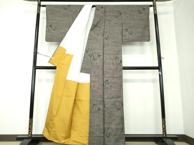 平和屋着物○本場大島紬 9マルキ 霞御所車文 正絹 逸品 DAAQ3497ps