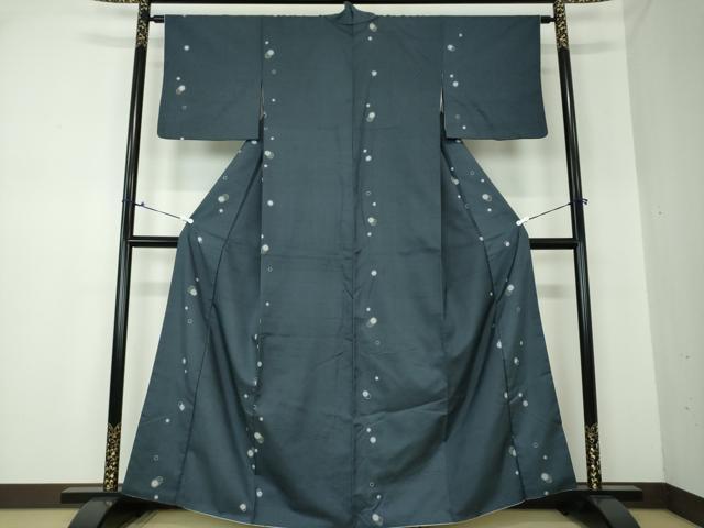 平和屋着物●上質な紬　刺し子　渦巻　丸　正絹　逸品　DAAQ3518ps 平和屋着物○上質な紬 刺し子 渦巻 丸 正絹 逸品 DAAQ3518ps