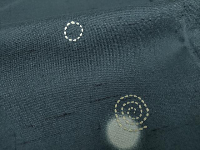 平和屋着物○上質な紬 刺し子 渦巻 丸 正絹 逸品 DAAQ3518ps