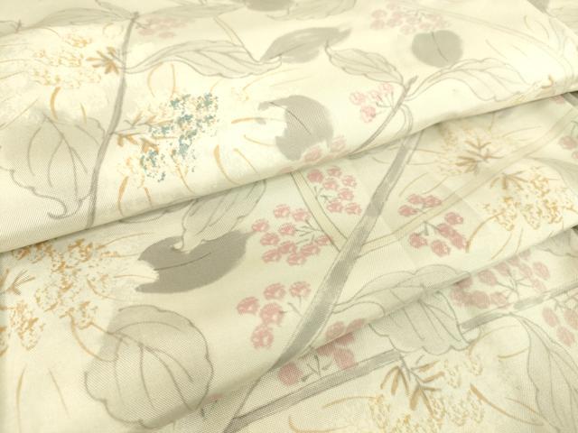 平和屋着物▽本場染大島紬　単衣　枝花文　正絹　逸品　DAAQ3562az