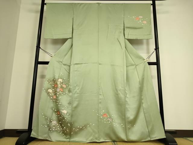 平和屋着物▽訪問着　単衣　舞花文　金彩　正絹　逸品　DAAQ3569az