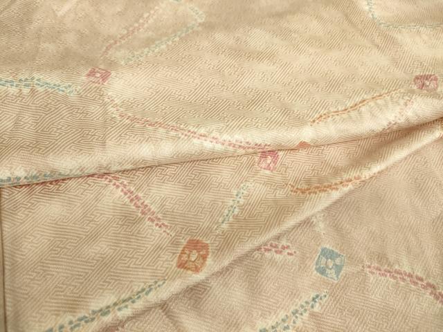 平和屋着物▽上質な小紋　単衣　絞り　変わり斜線文　正絹　逸品　DAAQ3603az