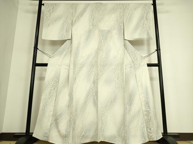 平和屋着物▽上質な小紋　単衣　枝花文　暈し染め　正絹　逸品　DAAQ3609az