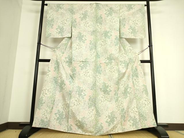 平和屋着物□上質な紬 幾何学花文 正絹 逸品 AABC1495nf 平和屋