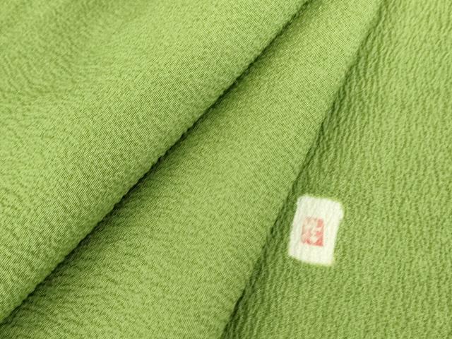 平和屋着物▽上質な色無地　単衣　作家物　青丹色　正絹　逸品　DAAQ4482az