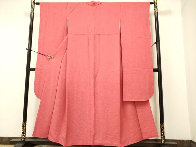 平和屋着物●豪華振袖　色無地　辻が花地紋　臙脂色　正絹　逸品　DAAR0103yyy