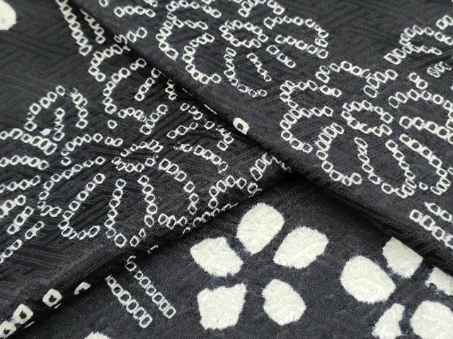 平和屋着物○訪問着 総絞り 草花雲文 黒地 正絹 逸品 DAAR0109yyy