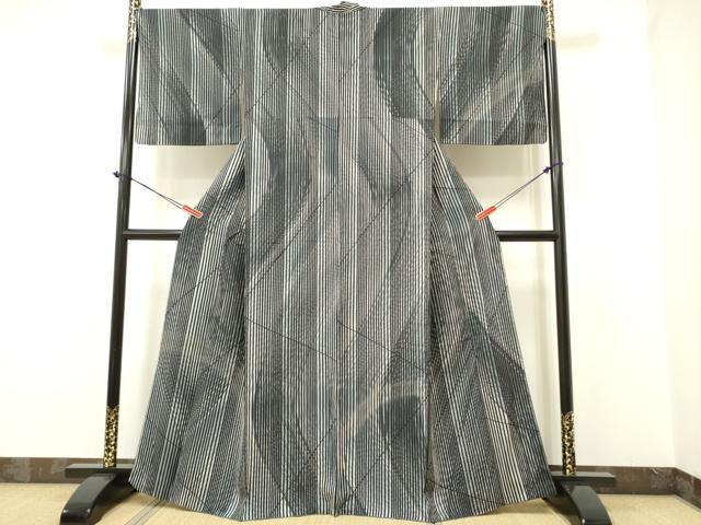 平和屋着物●上質な小紋　変わり縞　正絹　逸品　DAAR0116yyy 平和屋着物○上質な小紋 変わり縞 正絹 逸品 DAAR0116yyy