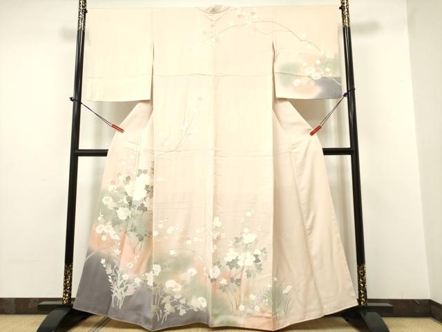 平和屋着物●訪問着　刺繍　草花文　暈し染め　正絹　逸品　DAAR0126yyy