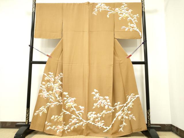 平和屋着物●訪問着　手描き　雪持椿　正絹　逸品　未使用　DAAR0191yyy