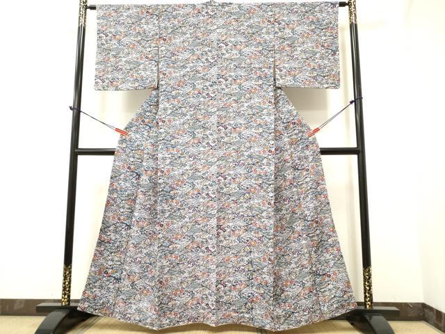 平和屋着物○上質な小紋 型染 風景草花文 正絹 逸品 DAAR0236yyy