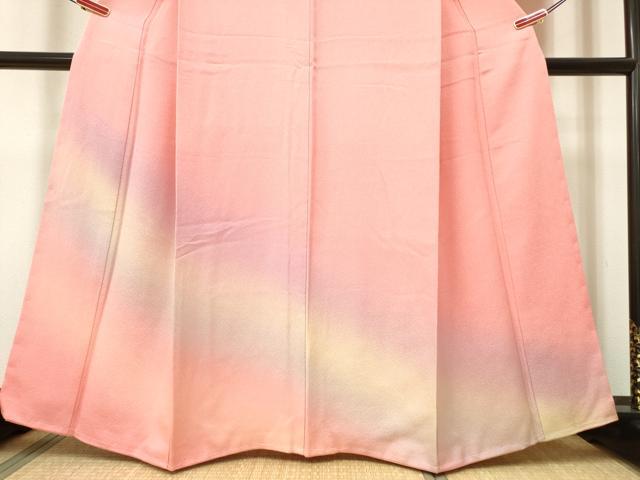平和屋着物○訪問着 霞文 暈し染め 銀通し地 正絹 逸品