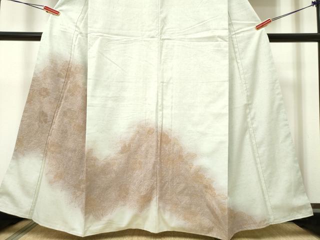 平和屋着物●訪問着　紬地　手描き　信奈乃　反端付き　正絹　逸品　CAAW7290yc 平和屋着物○訪問着 紬地 手描き 信奈乃 反端付き 正絹 逸品