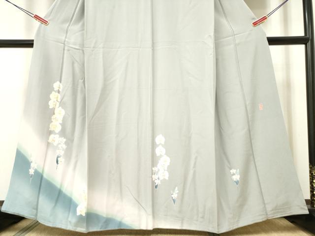 平和屋着物○十日町友禅作家 阿部佳雪 振袖 流水花車笹梅文