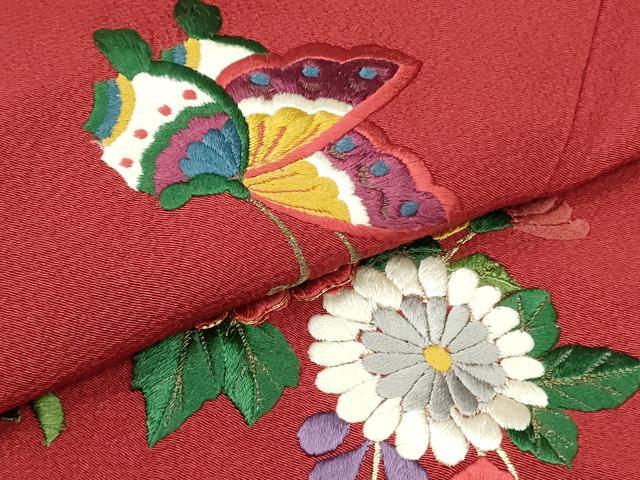 平和屋着物○豪華振袖 駒刺繍 総刺繍 舞蝶草花文 金糸 正絹