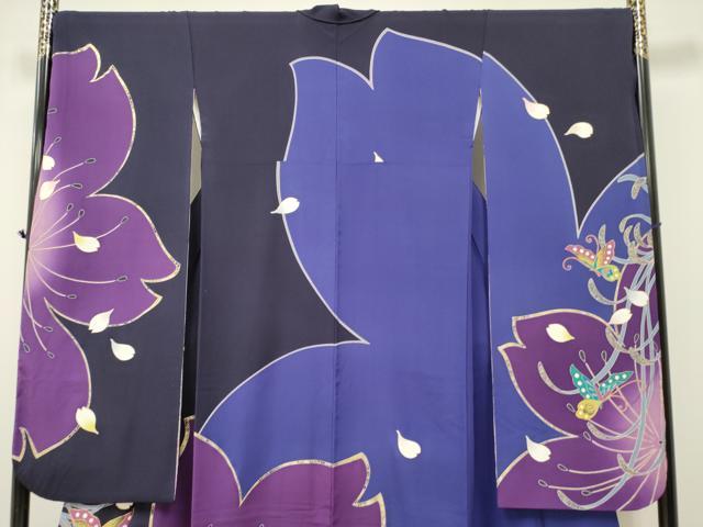 平和屋着物○豪華振袖 駒刺繍 総刺繍 舞蝶花文 金彩 正絹