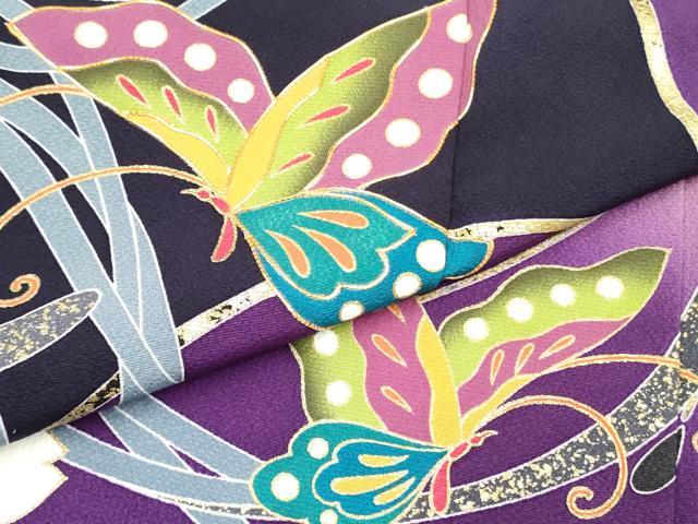 振袖フルセット豪華振袖　駒刺繍　舞蝶花丸文　金彩　正絹 平和屋着物○豪華振袖 駒刺繍 総刺繍 舞蝶花文 金彩 正絹