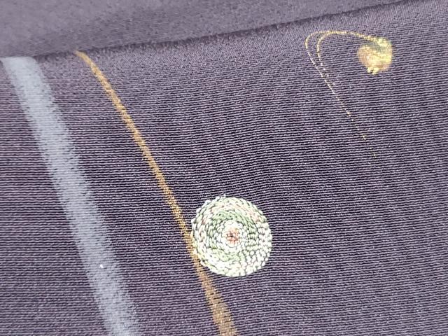 平和屋着物○上質な小紋 刺繍 抽象文様 金彩 ますいわ屋扱い 正絹