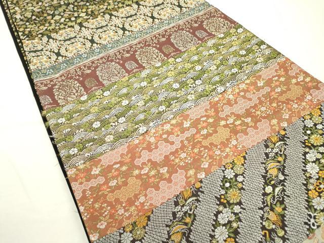 平和屋着物○太鼓柄袋帯 横段宝尽くし花文 金糸 正絹 逸品 DAAR0728fe