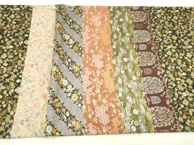 平和屋着物○太鼓柄袋帯 横段宝尽くし花文 金糸 正絹 逸品 DAAR0728fe