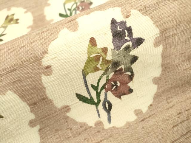 平和屋着物○九寸名古屋帯 赤城紬 型染 雪輪花文 証紙