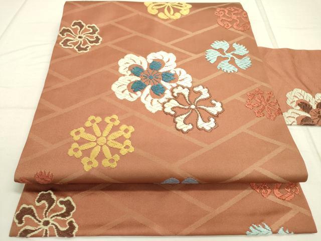 平和屋着物●西陣　川島織物　九寸名古屋帯　唐織　舞花　正絹　逸品　DAAR0798fe