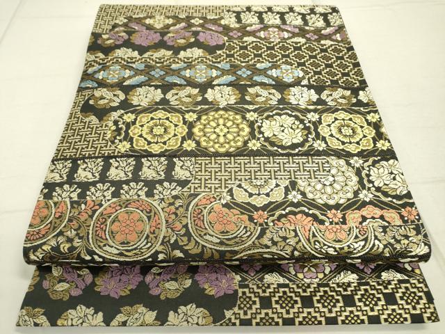 平和屋着物●六通柄袋帯　唐織　花兎　名物裂花文　金糸　正絹　逸品　DAAR0800fe