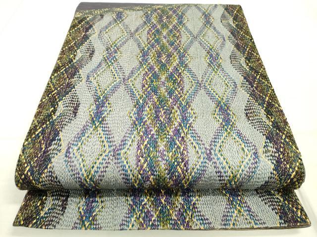 平和屋着物●太鼓柄袋帯　組織　菱間道　金糸　正絹　逸品　DAAR0805fe