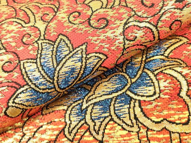 平和屋着物○六通柄 本袋帯 印金大牡丹 黒地 金銀糸