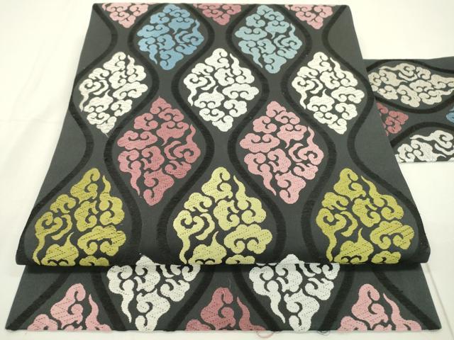 平和屋着物●九寸名古屋帯　唐織　立涌文様　正絹　逸品　DAAR0830fe