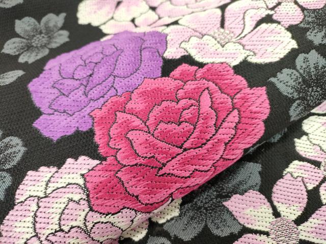 平和屋着物●両面　六通柄袋帯　唐織　草花　薔薇　正絹　逸品　DAAR0832fe 平和屋着物○両面 六通柄袋帯 唐織 草花 薔薇 正絹 逸品 DAAR0832fe