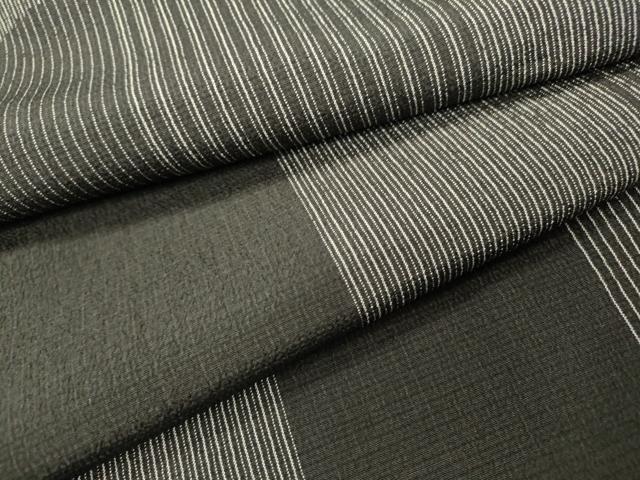 平和屋着物●本塩沢　胴抜き仕立て　市松文様　黒地　正絹　逸品　DAAR0853fe